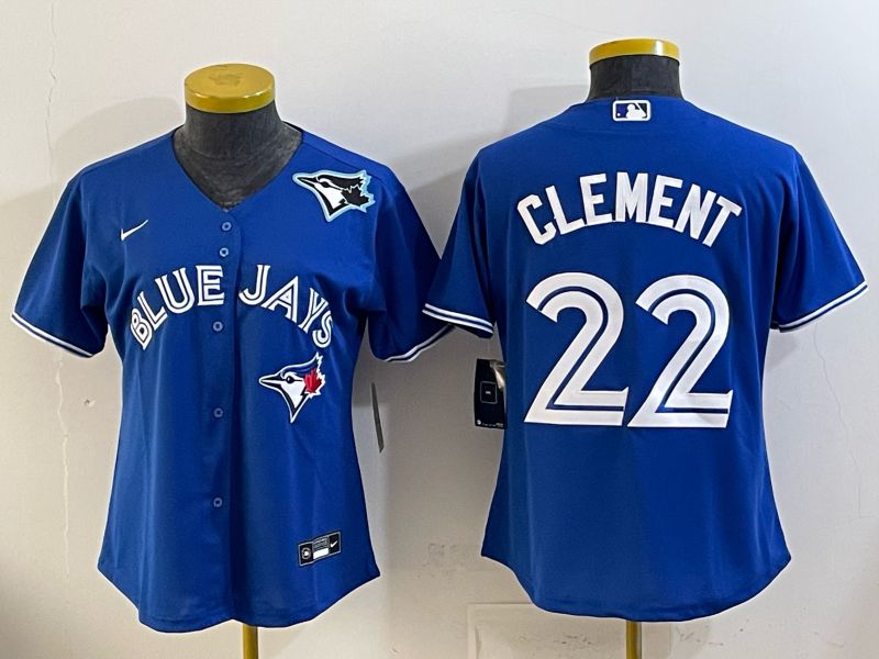 Women 2025 Nike Toronto Blue Jays #22 Clement Blue Game MLB Jersey 04